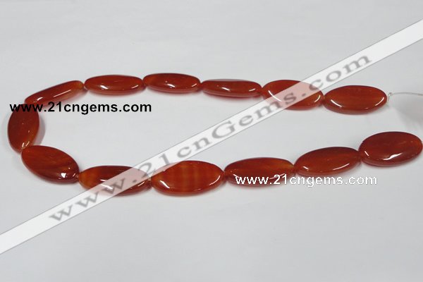 CAA173 15.5 inches 15*30mm oval red agate gemstone beads