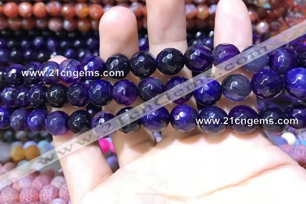 CAA1732 15 inches 10mm faceted round fire crackle agate beads