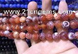 CAA1733 15 inches 10mm faceted round fire crackle agate beads