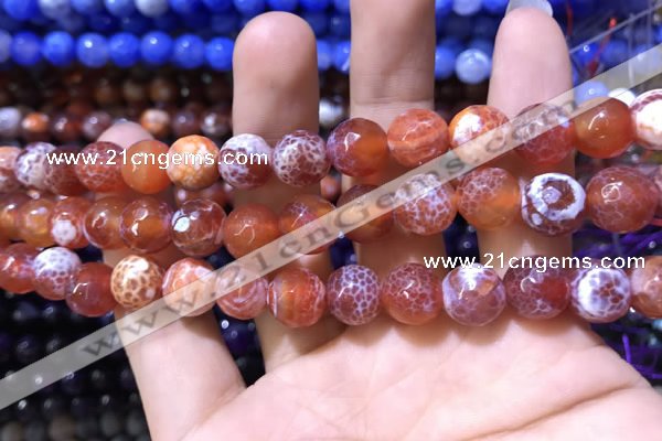 CAA1733 15 inches 10mm faceted round fire crackle agate beads