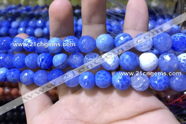 CAA1739 15 inches 10mm faceted round fire crackle agate beads