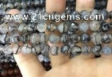 CAA1745 15 inches 12mm faceted round fire crackle agate beads