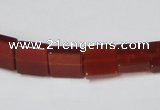 CAA175 15.5 inches 10*10mm square red agate gemstone beads