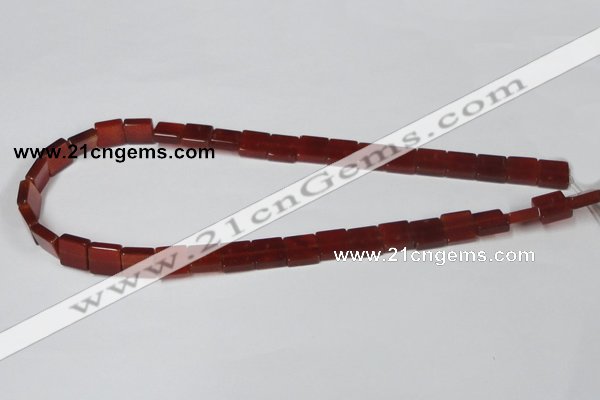 CAA175 15.5 inches 10*10mm square red agate gemstone beads