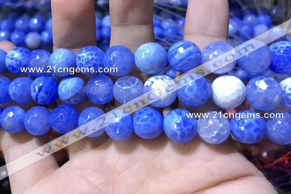 CAA1750 15 inches 12mm faceted round fire crackle agate beads