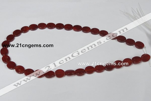 CAA176 15.5 inches 10*12mm oval red agate gemstone beads