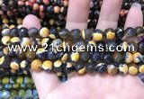 CAA1761 15 inches 8mm faceted round fire crackle agate beads