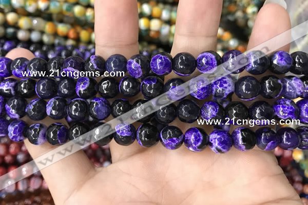 CAA1763 15 inches 8mm faceted round fire crackle agate beads