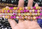 CAA1767 15 inches 8mm faceted round fire crackle agate beads