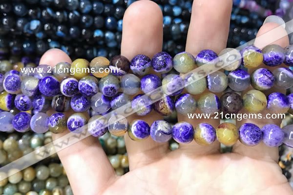 CAA1768 15 inches 8mm faceted round fire crackle agate beads