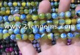 CAA1769 15 inches 8mm faceted round fire crackle agate beads