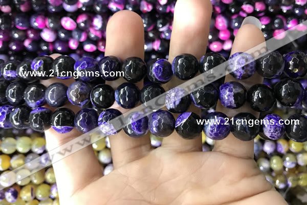 CAA1777 15 inches 10mm faceted round fire crackle agate beads