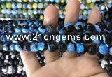 CAA1779 15 inches 10mm faceted round fire crackle agate beads