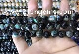 CAA1780 15 inches 10mm faceted round fire crackle agate beads