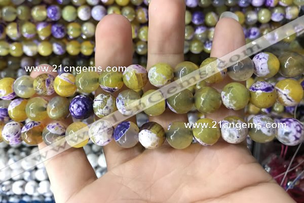 CAA1781 15 inches 10mm faceted round fire crackle agate beads