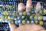 CAA1782 15 inches 10mm faceted round fire crackle agate beads