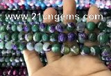 CAA1785 15 inches 10mm faceted round fire crackle agate beads