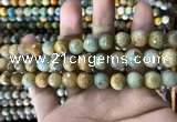 CAA1786 15 inches 10mm faceted round fire crackle agate beads