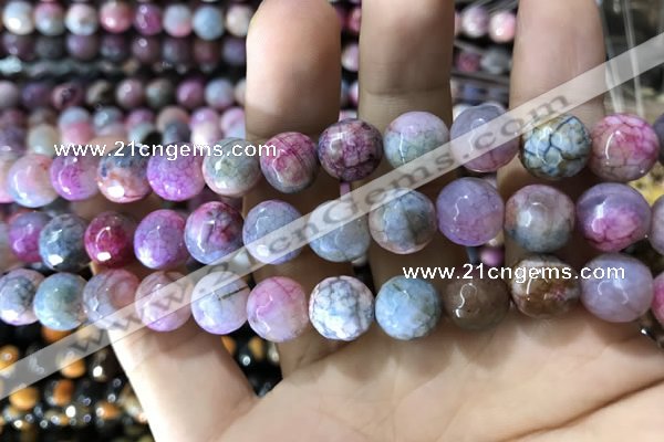 CAA1788 15 inches 10mm faceted round fire crackle agate beads