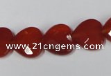 CAA180 15.5 inches 14*14mm faceted heart red agate gemstone beads