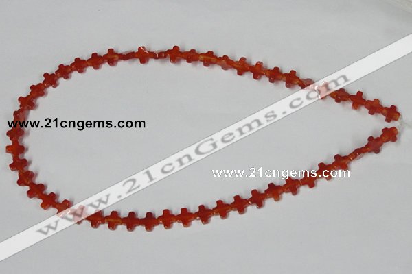 CAA181 15.5 inches 8*8mm cross red agate gemstone beads