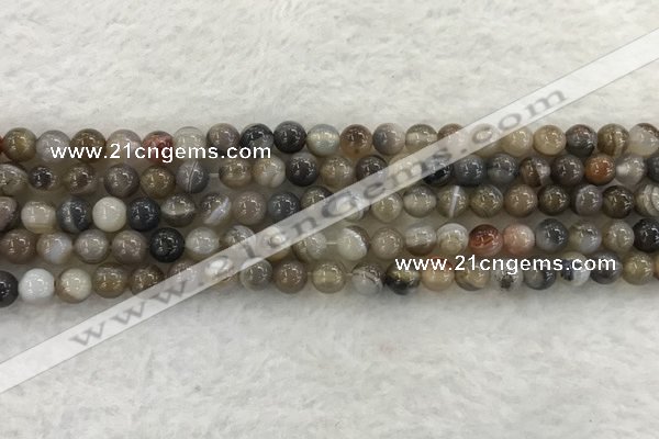 CAA1811 15.5 inches 6mm round banded agate gemstone beads