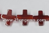 CAA182 15.5 inches 16*16mm cross red agate gemstone beads