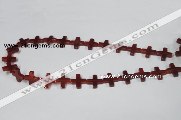 CAA182 15.5 inches 16*16mm cross red agate gemstone beads