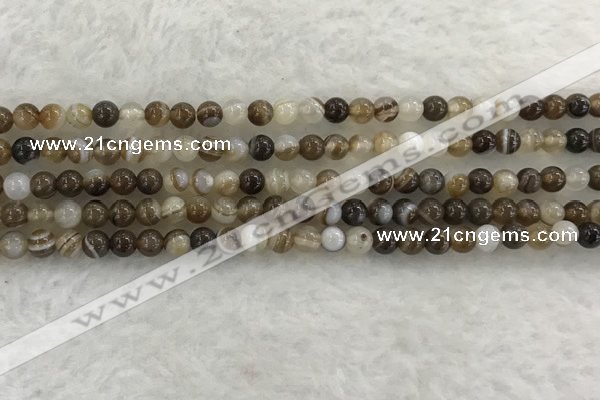 CAA1820 15.5 inches 4mm round banded agate gemstone beads