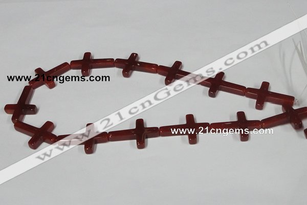 CAA183 15.5 inches 20*30mm cross red agate gemstone beads