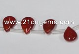 CAA185 Top-drilled 9*13mm flat teardrop red agate gemstone beads