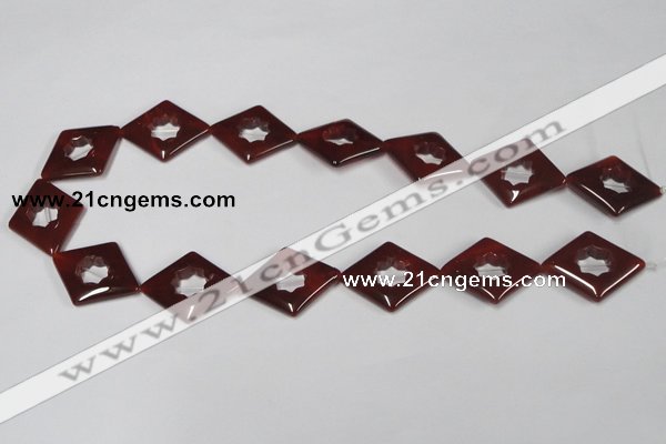 CAA189 15.5 inches 22*28mm diamond red agate gemstone beads