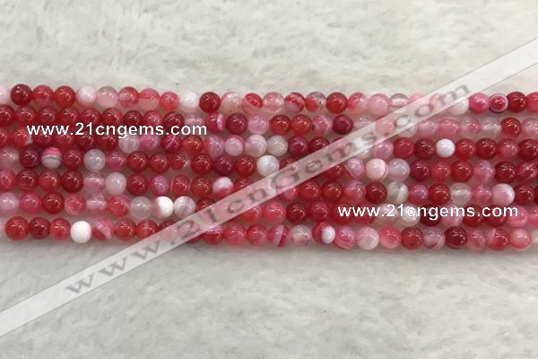 CAA1890 15.5 inches 4mm round banded agate gemstone beads