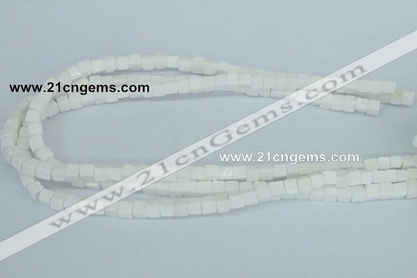 CAA19 15.5 inches 6*6mm cube white agate gemstone beads wholesale