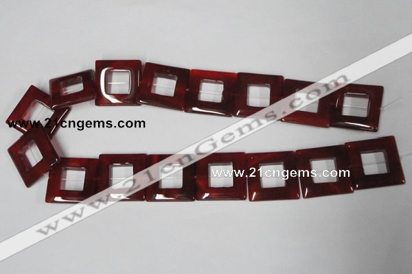 CAA191 15.5 inches 25*25mm square red agate gemstone beads