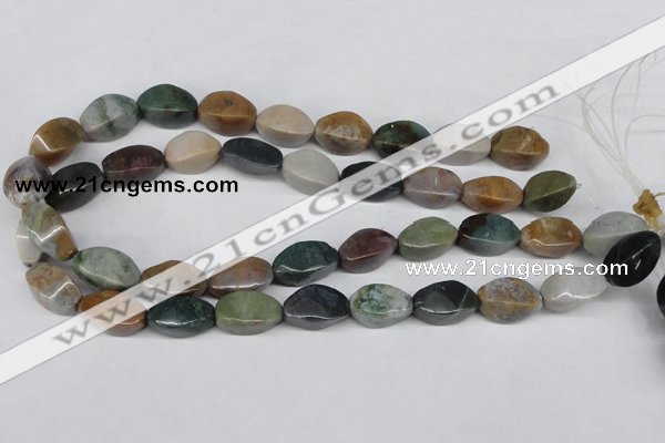 CAA198 15.5 inches 10*18mm twisted rice indian agate beads wholesale