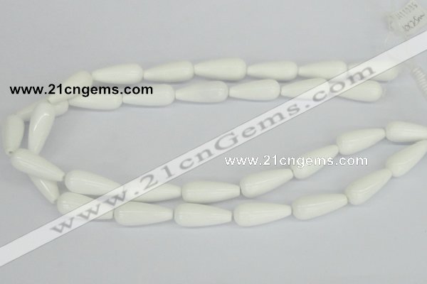 CAA20 15.5 inches 10*25mm teardrop white agate gemstone beads