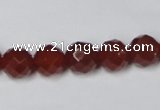 CAA201 15.5 inches 10mm faceted round red agate gemstone beads