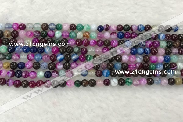 CAA2030 15.5 inches 4mm round banded agate gemstone beads