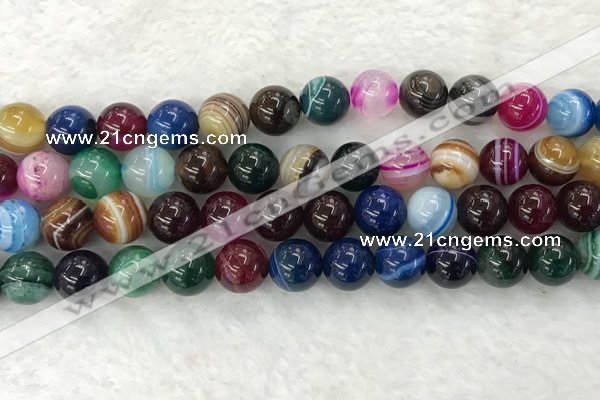 CAA2034 15.5 inches 12mm round banded agate gemstone beads