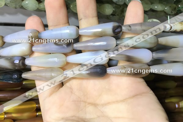 CAA2062 15.5 inches 10*30mm teardrop agate beads wholesale