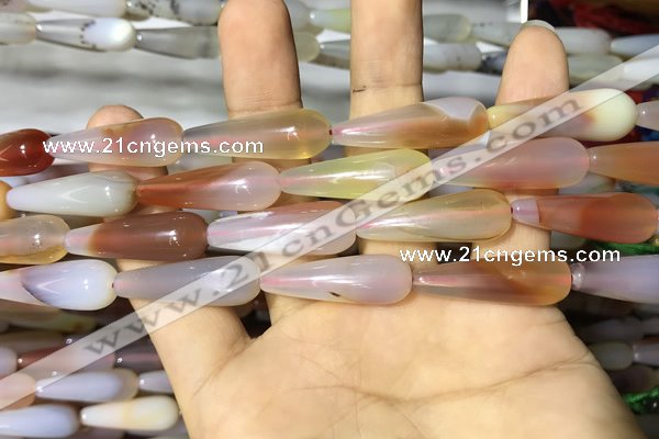 CAA2065 15.5 inches 10*30mm teardrop agate beads wholesale