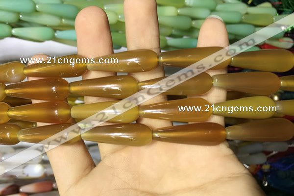 CAA2066 15.5 inches 10*30mm teardrop agate beads wholesale