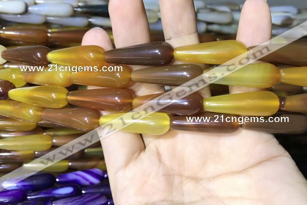 CAA2067 15.5 inches 10*30mm teardrop agate beads wholesale