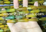 CAA2070 15.5 inches 10*30mm teardrop agate beads wholesale