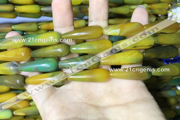 CAA2070 15.5 inches 10*30mm teardrop agate beads wholesale