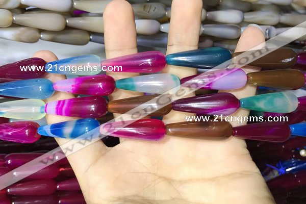 CAA2081 15.5 inches 10*30mm teardrop agate beads wholesale