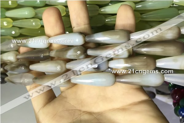 CAA2092 15.5 inches 10*30mm faceted teardrop agate beads