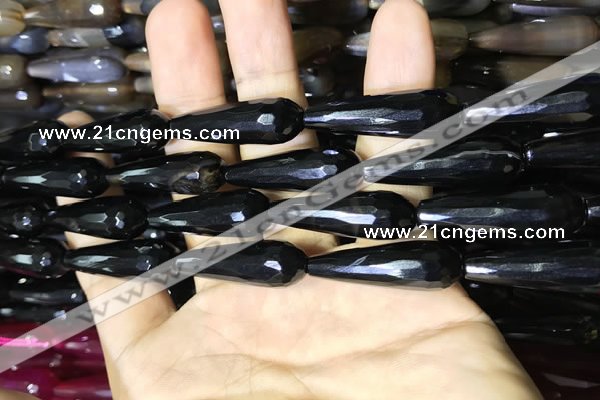 CAA2094 15.5 inches 10*30mm faceted teardrop agate beads