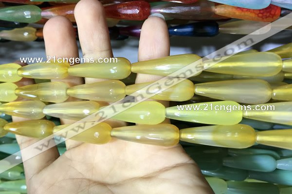 CAA2095 15.5 inches 10*30mm faceted teardrop agate beads